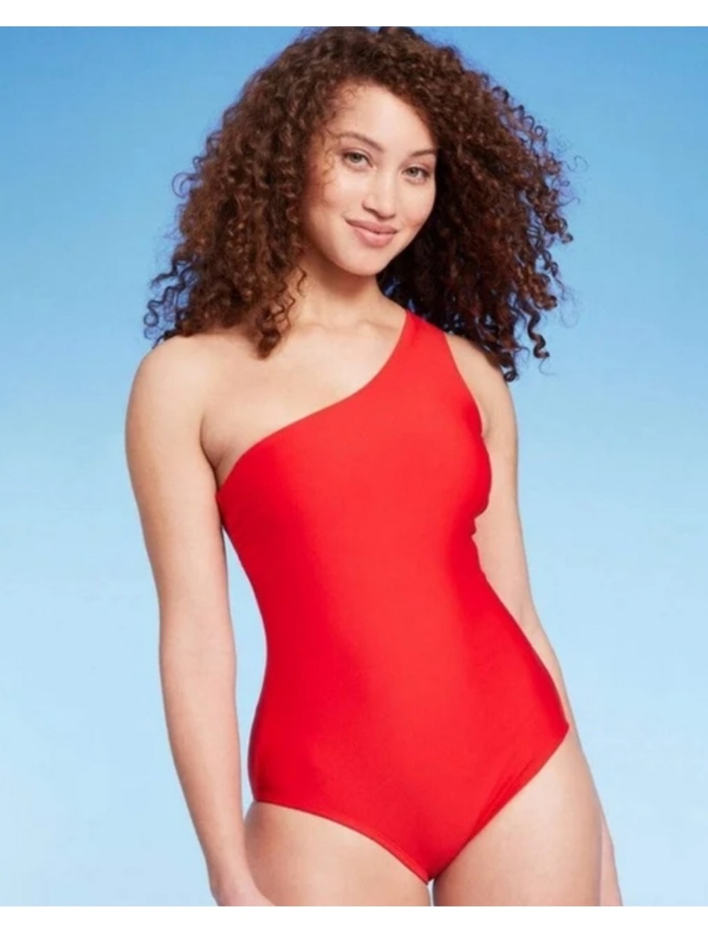 Kona Sol Red One Shoulder Swimsuit/Bodysuit w/Tummy Control, NWT, Sz 8-10